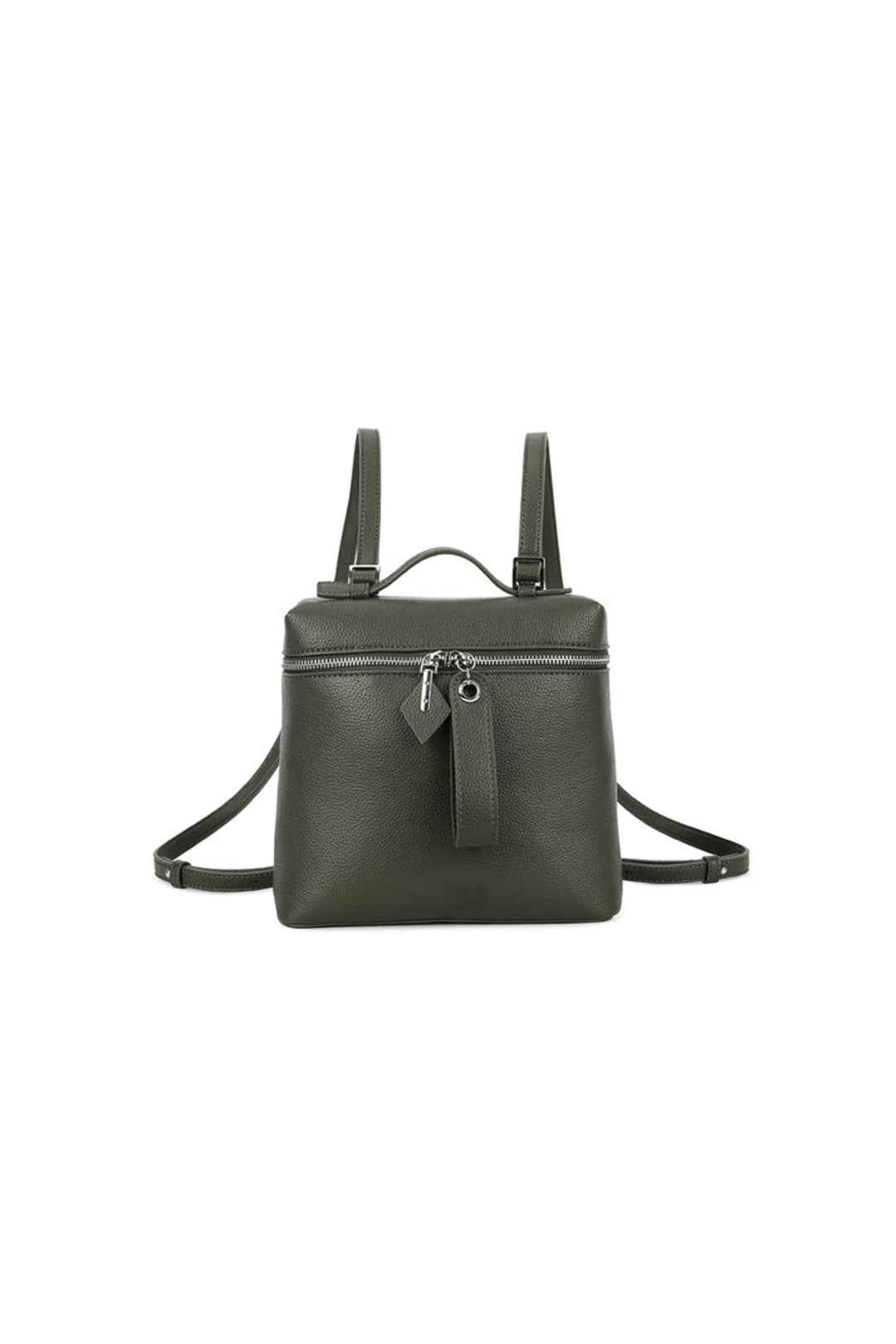 Olive Green Faux Leather Backpack