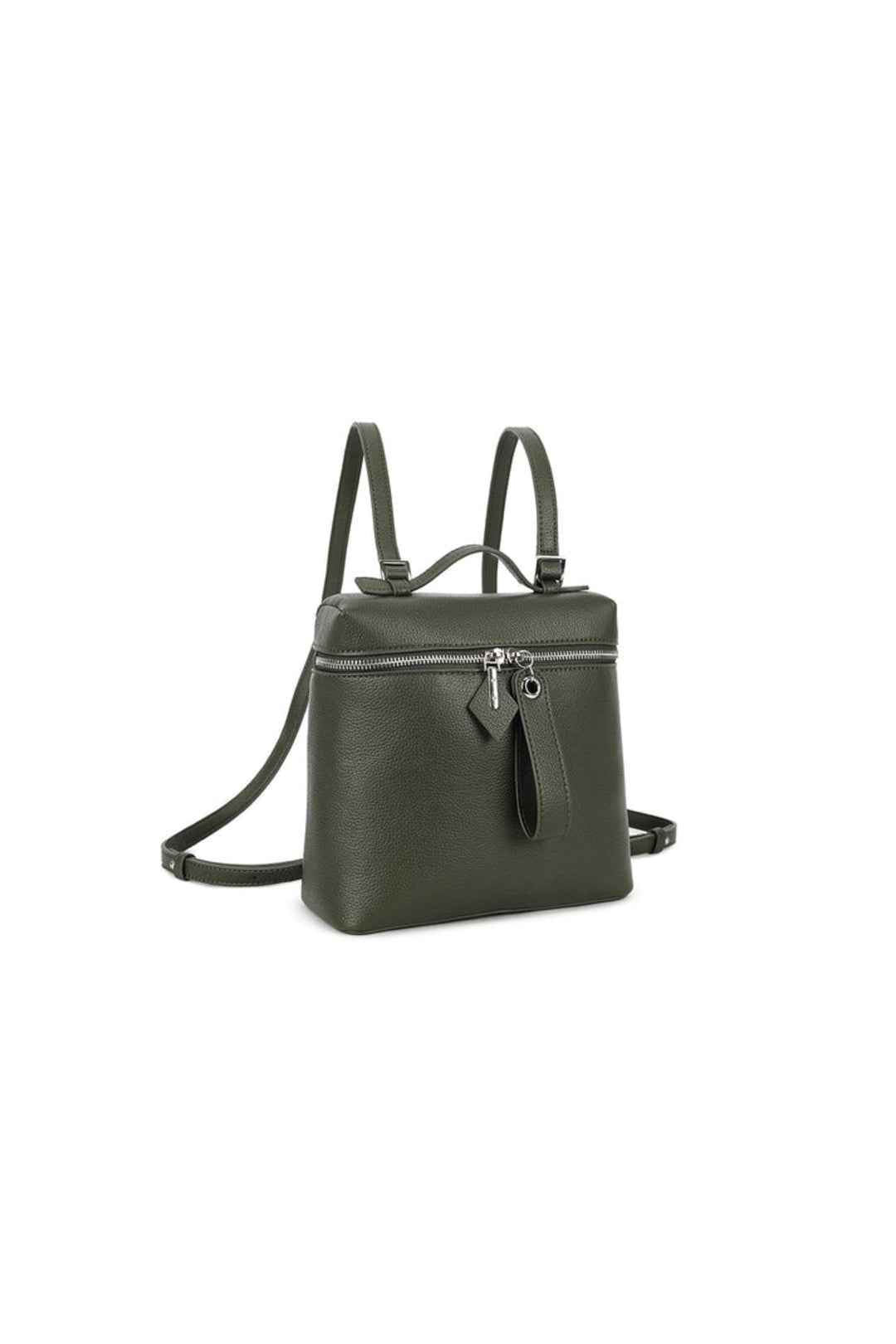 Olive Green Faux Leather Backpack