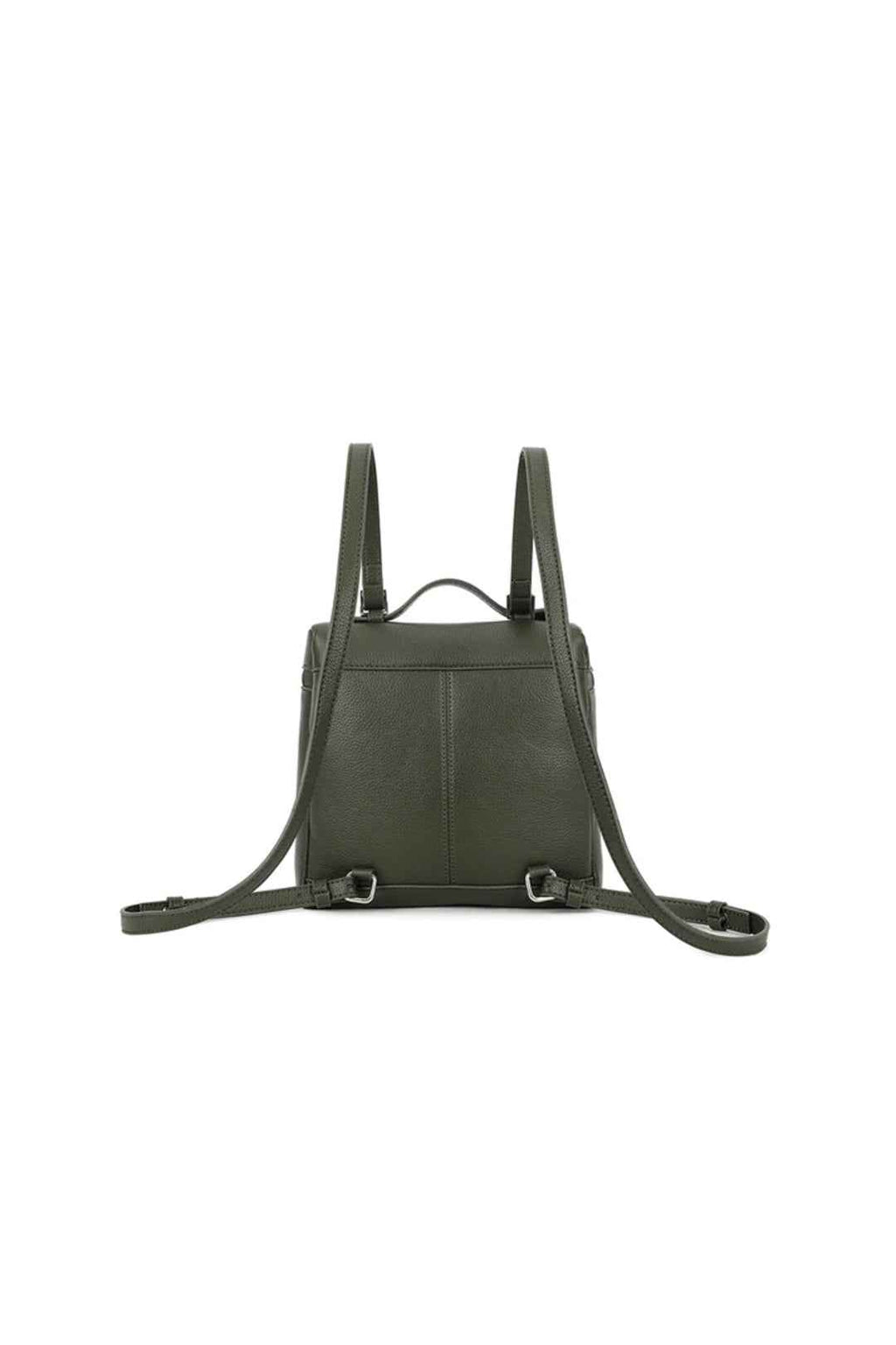 Olive Green Faux Leather Backpack