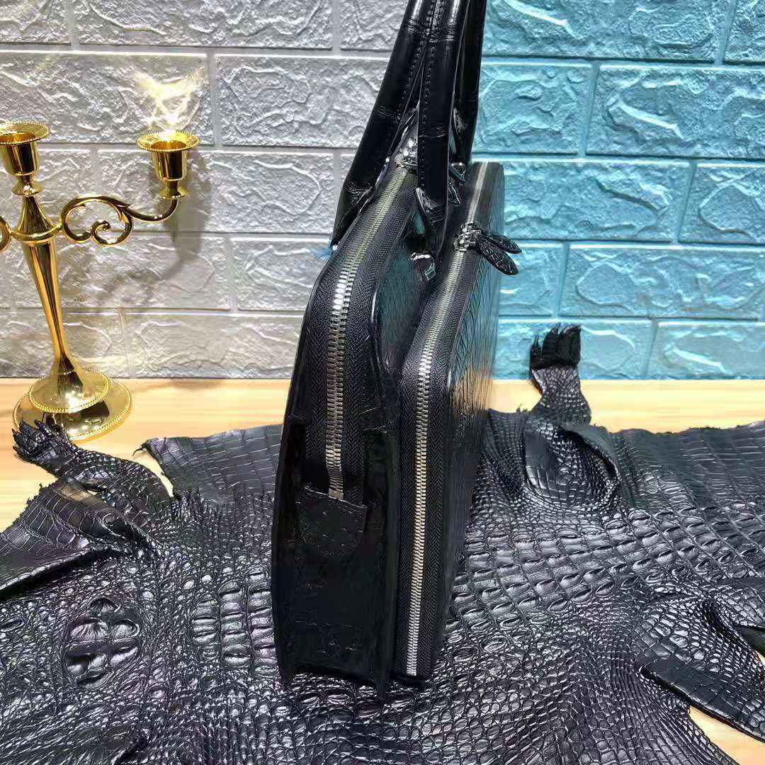 Crocodile Belly Black Handbag Men's