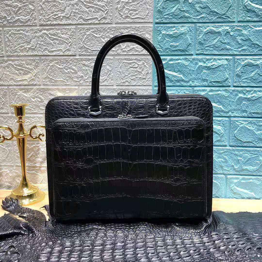 Crocodile Belly Black Handbag Men's