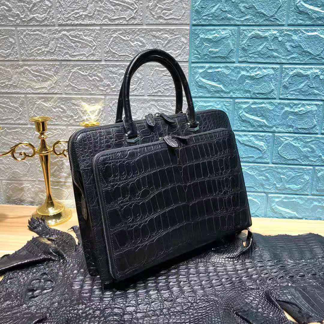 Crocodile Belly Black Handbag Men's
