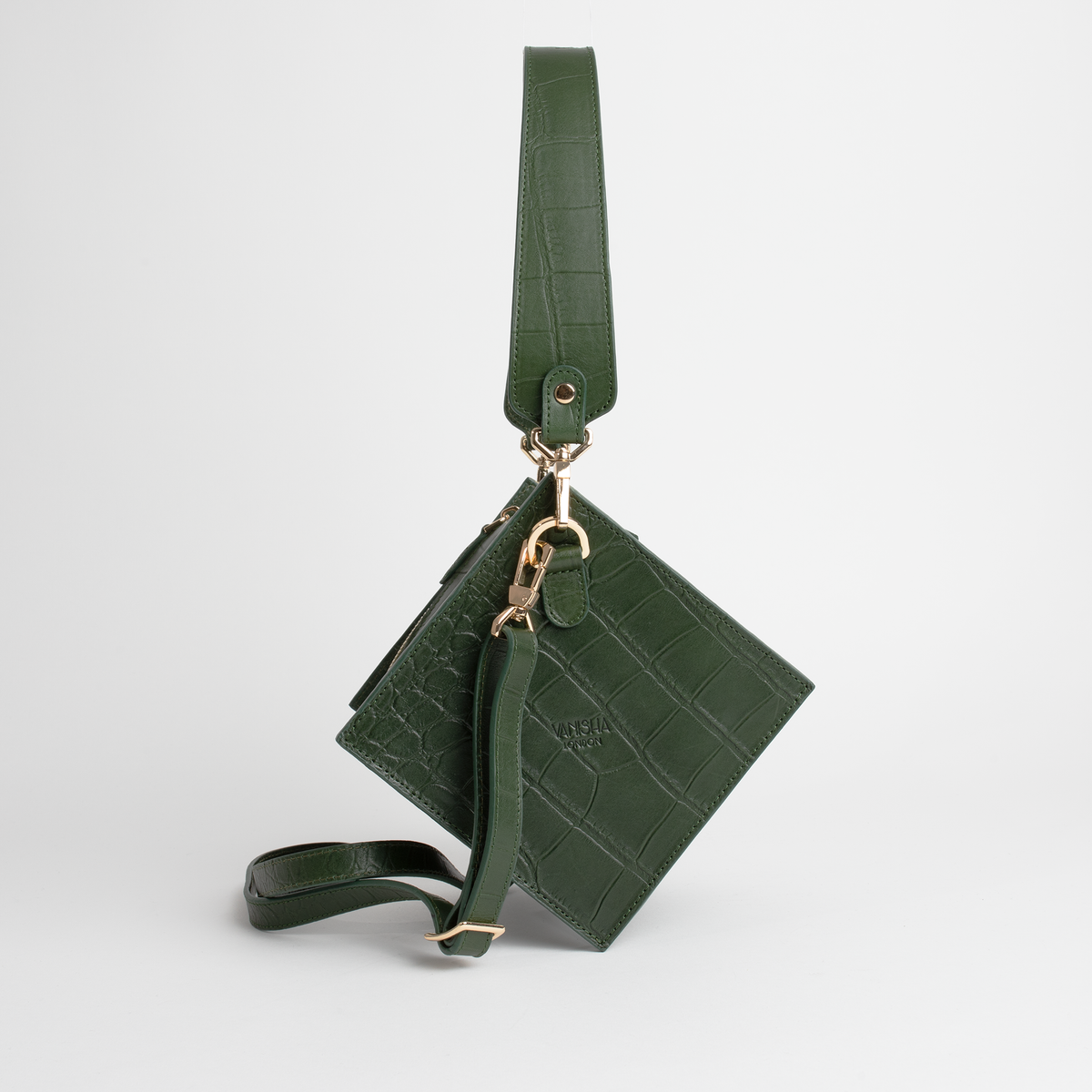 Lola bag in pine green crocodile print